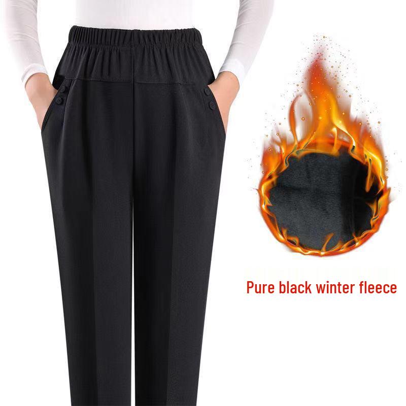 Mom's Quilted Fleece-Lined High-Waisted Winter Pants