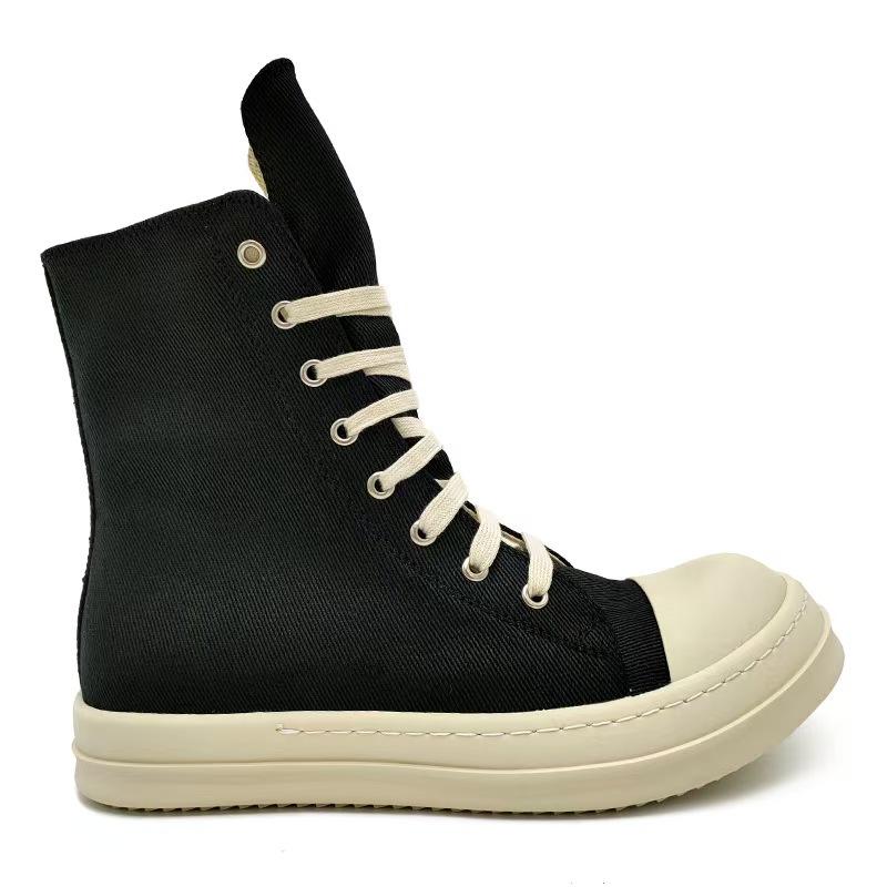 Quality Designer High Top Board Shoes Thick Sole Brand  Heightened Black Shoes Versatile Canvas Shoes Women's Boots