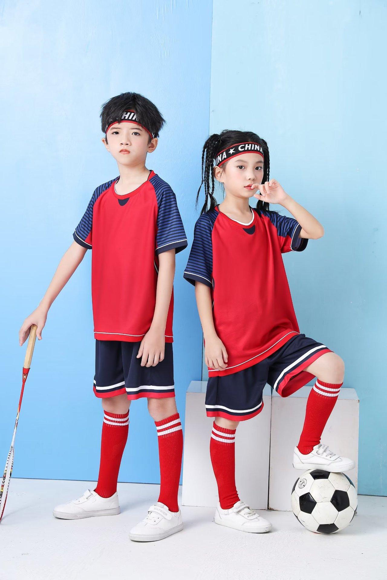 Children S Football Jersey Set Training Jersey Women S Short-Sleeved Jersey Children S Jersey Student Game Jersey Jersey Printing 16 size красный