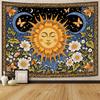 Sun and Moon Tapestries Celestial Style Tapestries Mystical Floral Butterfly Wall Tapestry Bedroom Dormitory Living Decoration