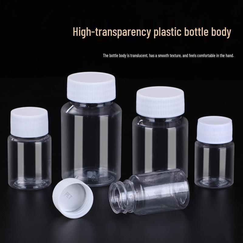Clear Wide-Mouth PET Plastic Bottles, 50ml & 100ml - Dispensing/Capsule Bottles for Medicine.