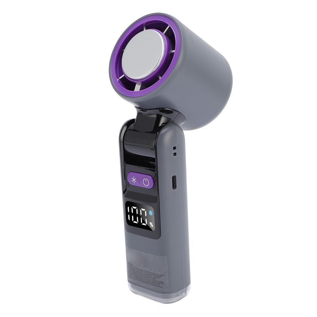 Handheld Fan Digital Display High Speed Turbine Ice Cooling Fan Foldable Fan with Light for Travel
