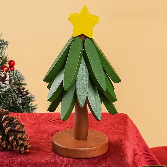 Christmas Tree Coaster Solid Wood Heat Resistant Trivet for Hot Cold Drinks Festive Table Decor for Holiday Meals