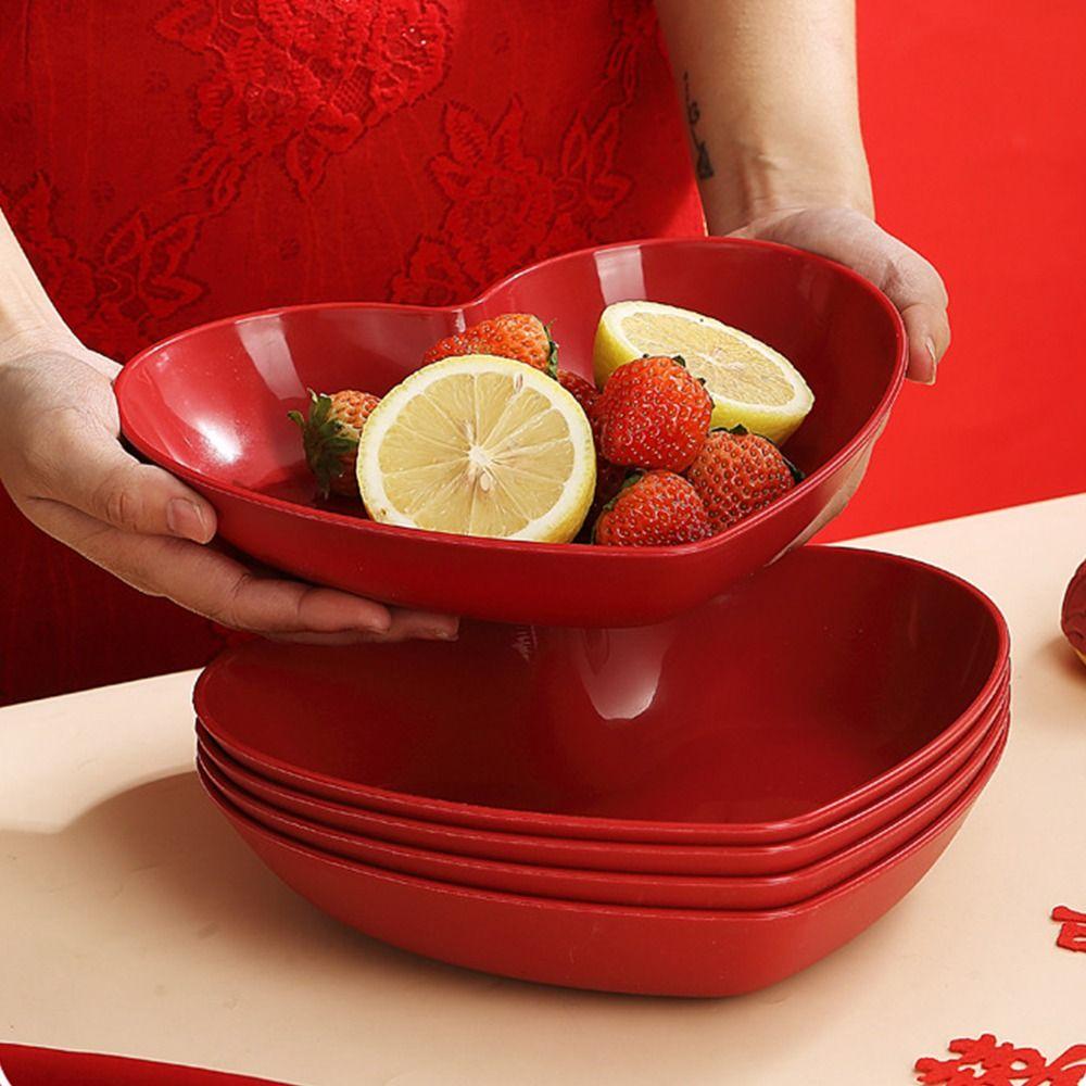 5/10Pcs Plastic Love Fruit Plate Creative Nut Love Plate Party Snack Love Tray  Household