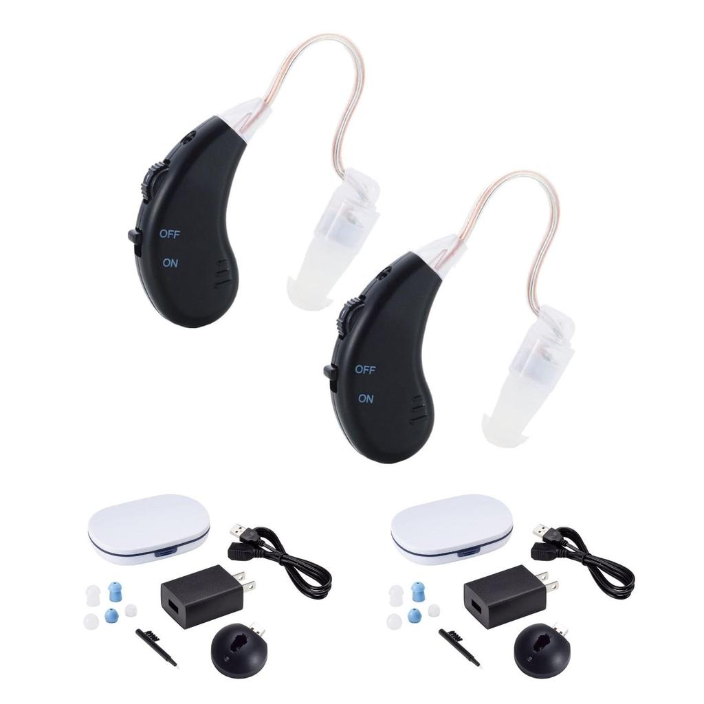 Official Shop Japan Comfortable Hearing Black Includes 2 Dedicated Rechargeable Ear Discreet 4 Volume Easy Great Gift for Respect for the Aged Day