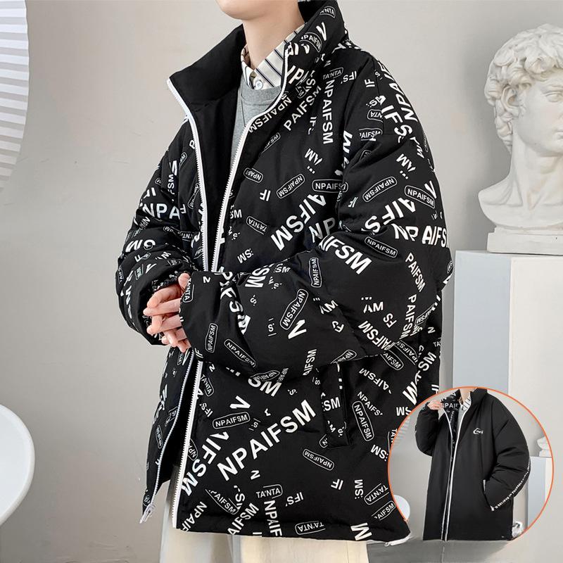 Winter New Men's Korean Style Stand-up Collar Thickened and Warm 90 White Duck Down Trendy and Versatile Couple Loose Down Jacket