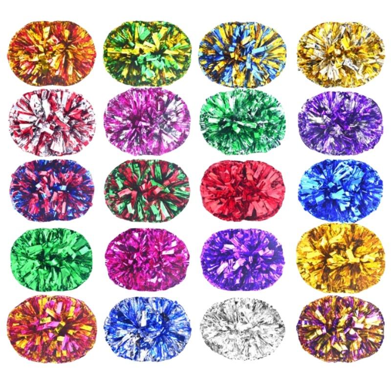 Cheerleading Pom Poms with Handle Cheer Balls Big Gold Silver Red Yellow Blue Hand Dance Pompoms Accessories for Women Girl Kids
