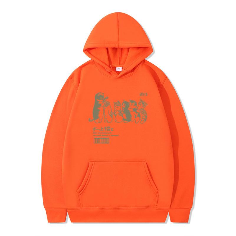 Autumn and Winter Hip Hop Cat Shower Street Printed Sweater Men