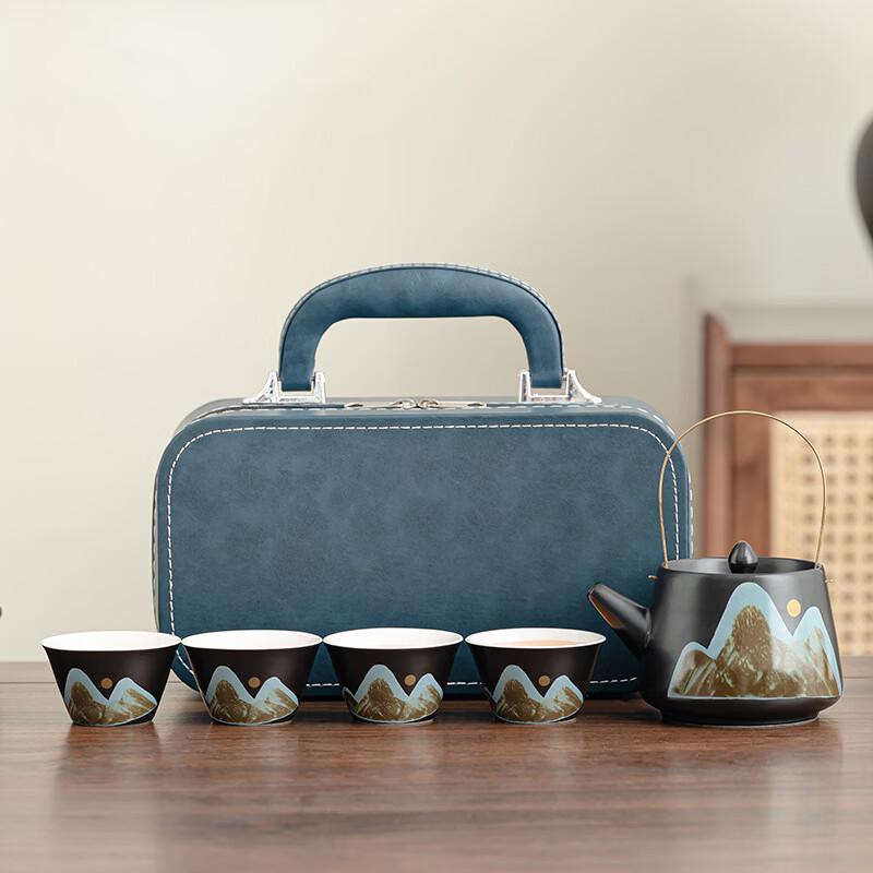 Qingshan Black Pottery Travel Kung Fu Tea Set
