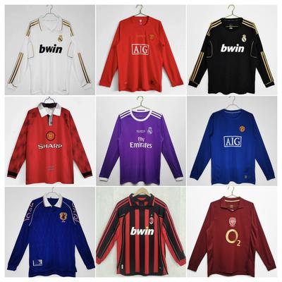 Retro-Fußballtrikot alte Kollektion Verein Manchester United, Real Madrid AC kurzärmelig langärmelig Fußballuniform kann bedruckt werden