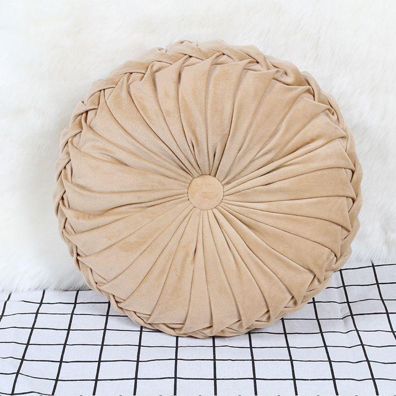 Luxurious Plush Pleated Round Pumpkin Pillow Soft Touch Couch Cushion Floor Decor