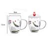 350 ml doppelwandiger, transparenter Glasbecher mit Deckel, hitzebeständig, ideal als Weihnachtsgeschenk für Kaffee, Milch, Tee oder Espresso.