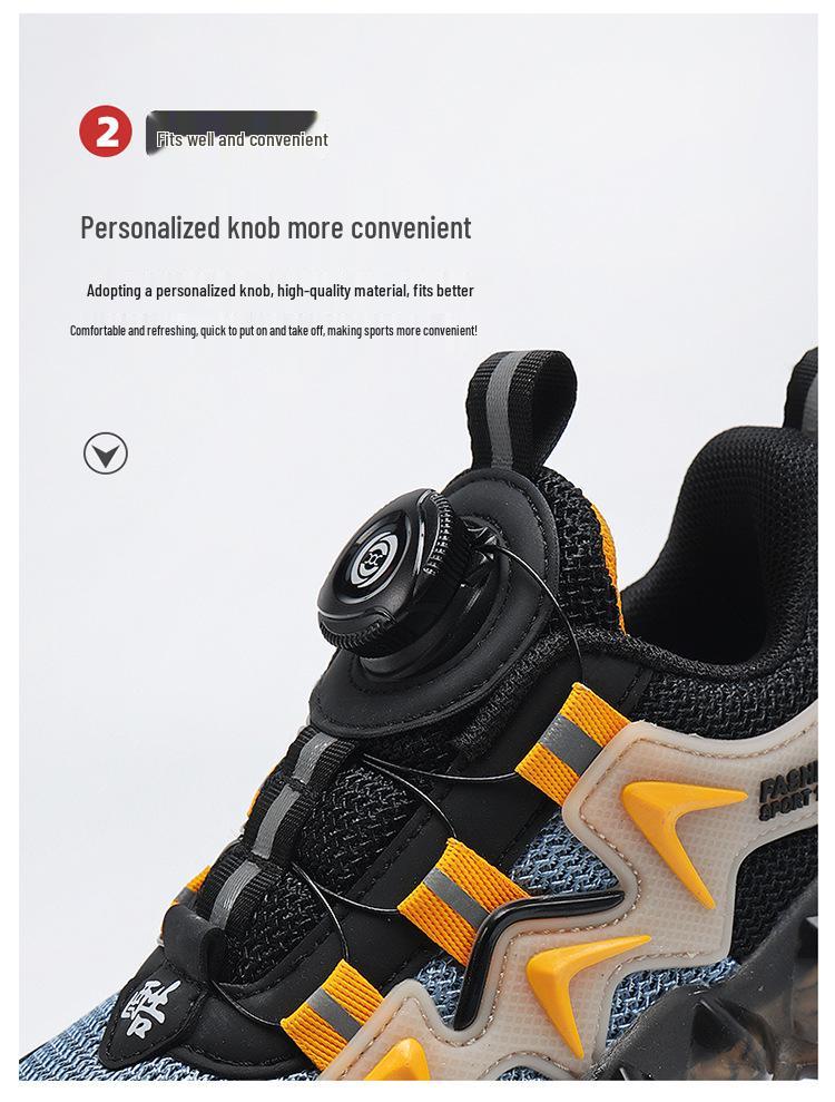 2024 Frühling/Sommer Jungen Atmungsaktive Mesh Sportschuhe mit Drehknopf