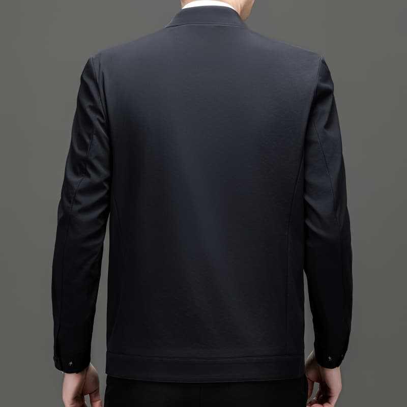 Men's Retro Business Casual Lapel Jacket - Autumn/Winter, Loose Fit, Middle-Aged Dad Style Zhongshan Coat