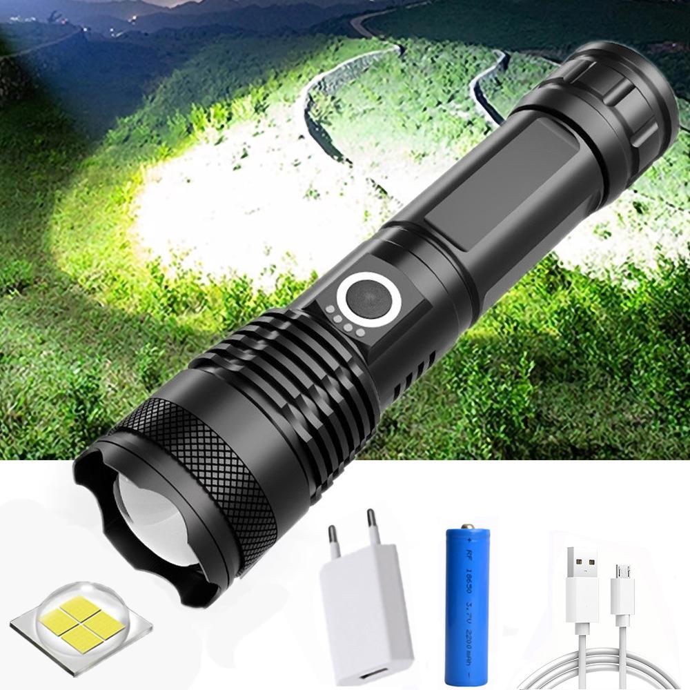 XHPp50 Aluminum Alloy Waterproof Flashlight with Telescopic Zoom & USB Charging
