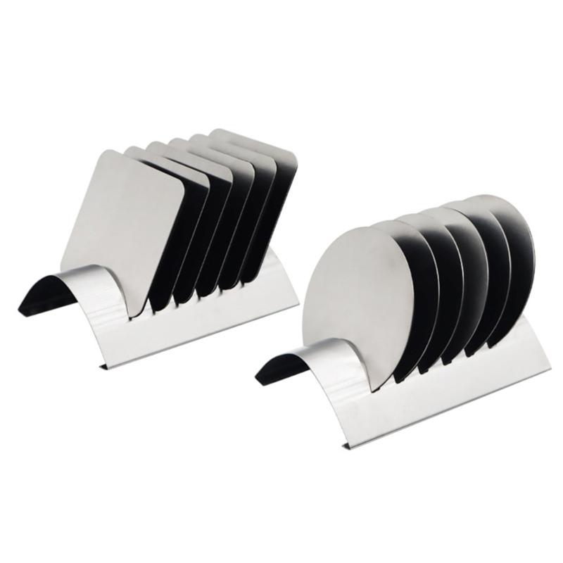 6Pcs Elegant Metal Drink Coaster Set With Holder Heat Resistant For Dining Table And Office Desk With Minimalists Design