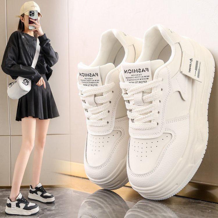 Thick-soled cute little white women's shoes, retro versatile women's shoes, casual board shoes