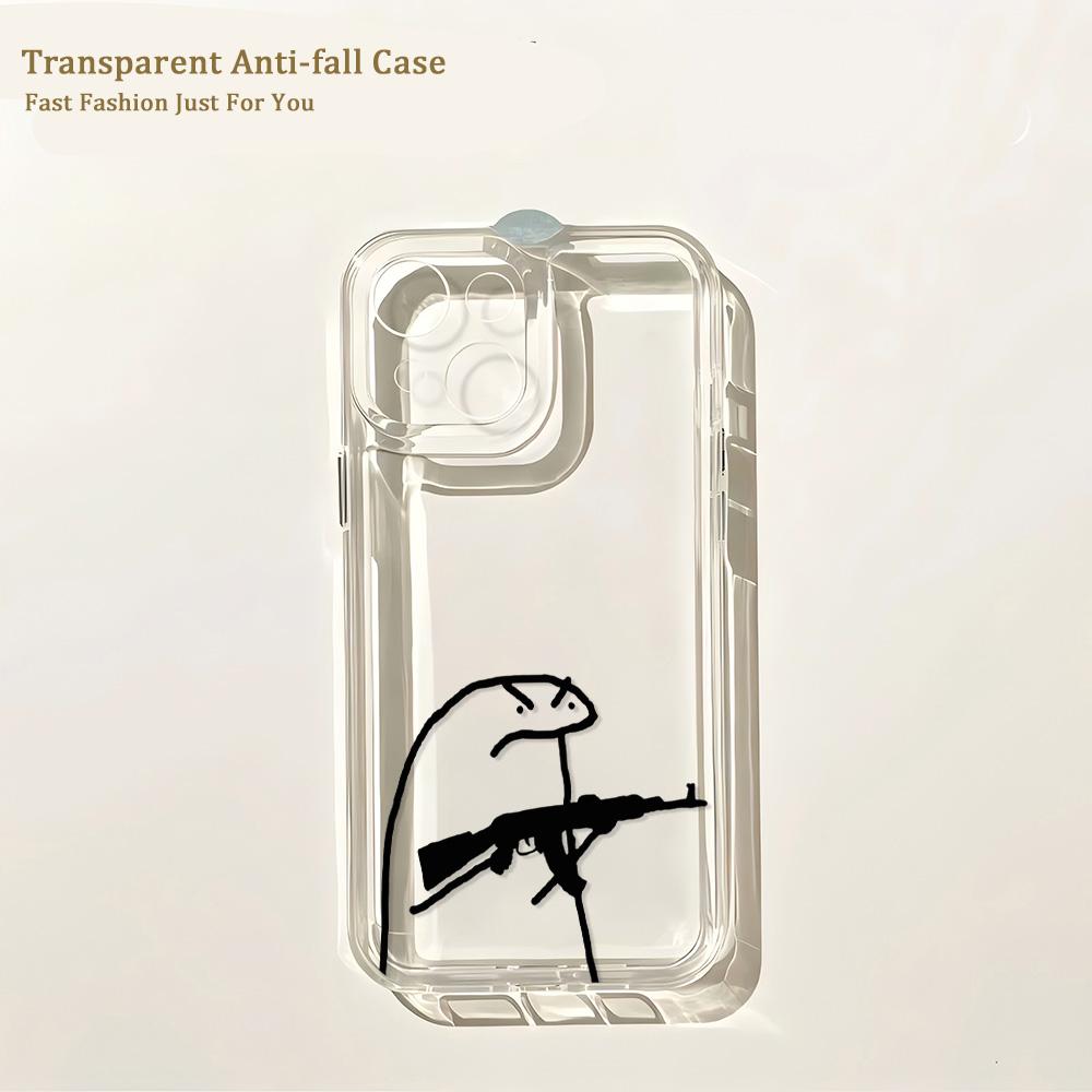 F-Flork Funny Meme Couple Phone Case For IPhone 16 16e 15 14 13 12 11 Mini Pro Max X XR XSMax 7 8 Plus Transparent Back Cover