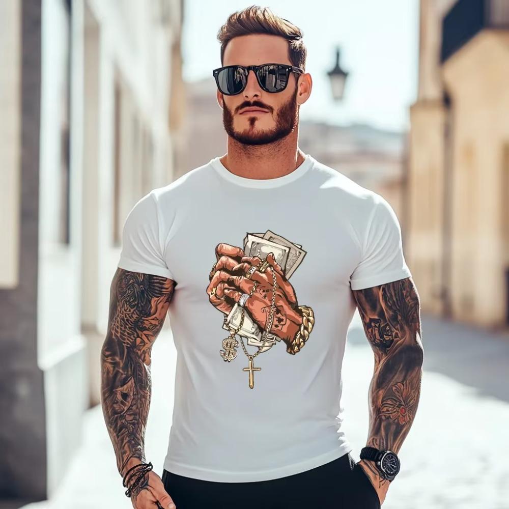 Short Sleeve Men's Sports T-shirt, 3D Printing, Simple Design, Fashion Brand Clothing Casual Suit Summer Top Tees