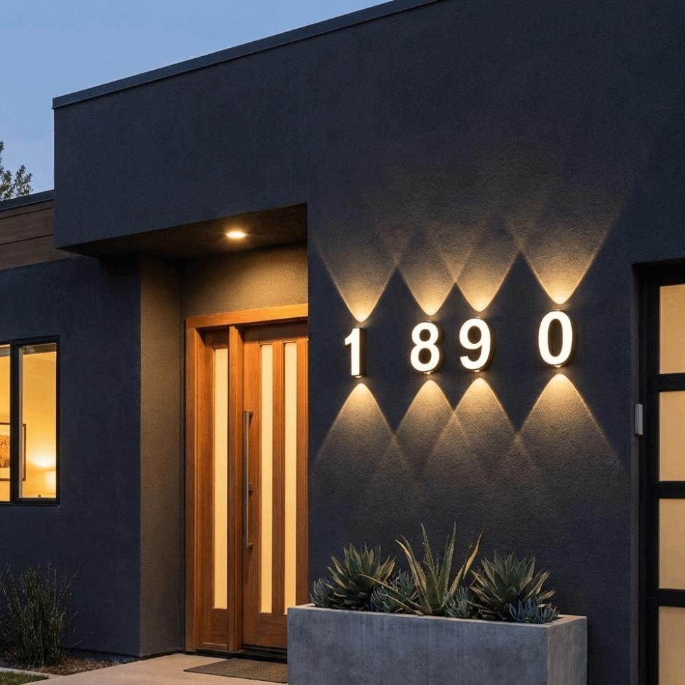 Minimalist Styling Nordic Modern LED Wall Light Simple Geometric Structure Waterproof House Number Plaque Lamp