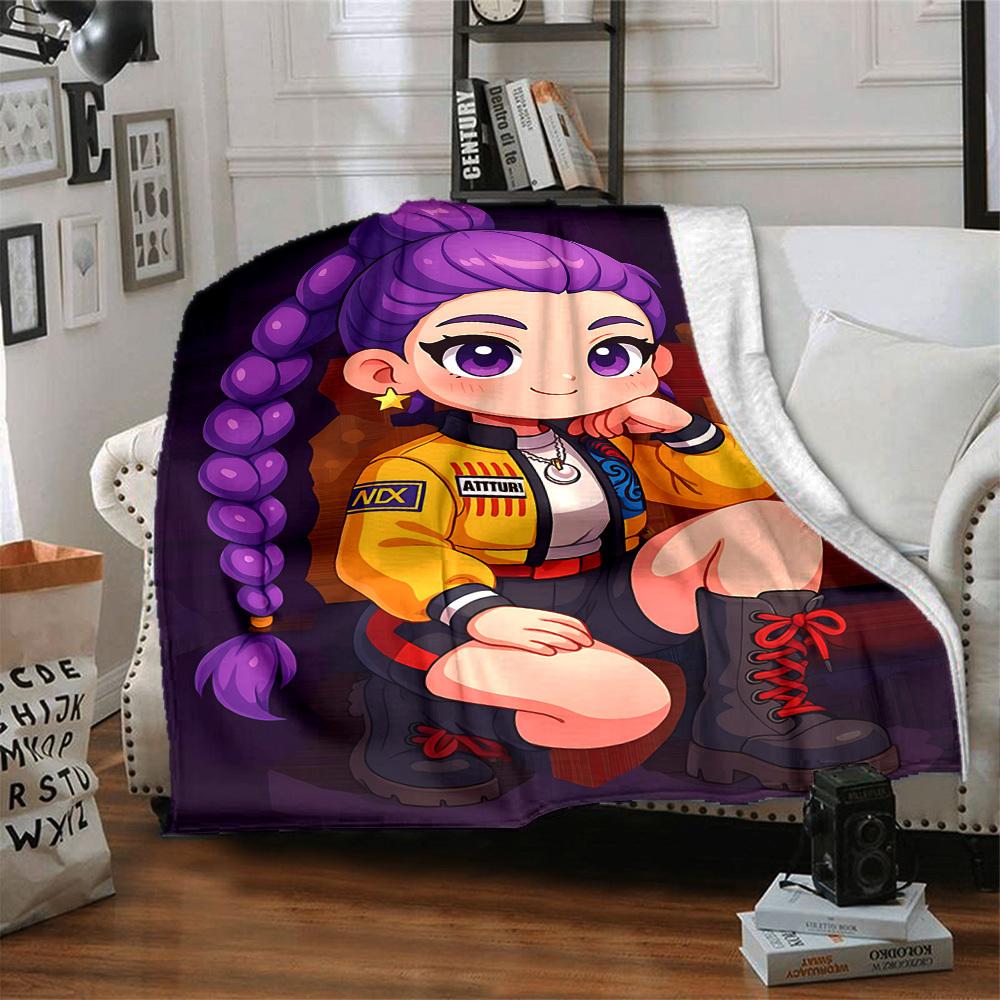 1PC Huntrix, K pop Blanket Lightweight Flannel Throw Blanket for Sofa, Bed, Travel, Camping, Livingroom, Office, Couch