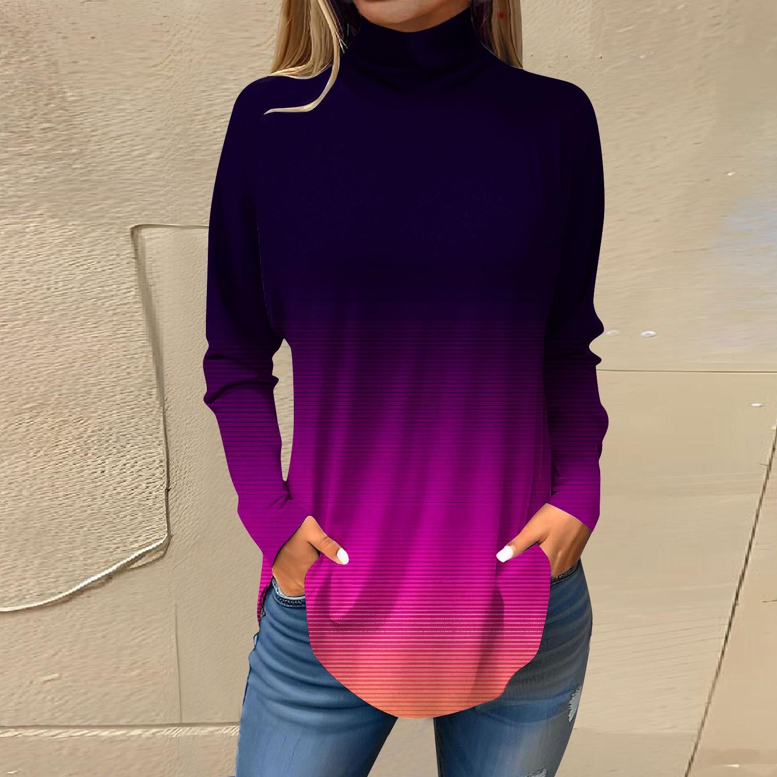 

Футболки для женщин, осенние повседневные рубашки с длинными рукавами, толстовка с винтажным принтом, топ с высоким воротом, пуловер XL