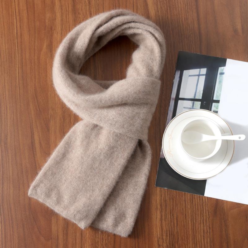 100% Wool Knitted Long Scarf For Women Winter Autumn Soft Warm Solid Luxury Cashmere Shawls Neck Protect Scarves Men 170cmx11cm