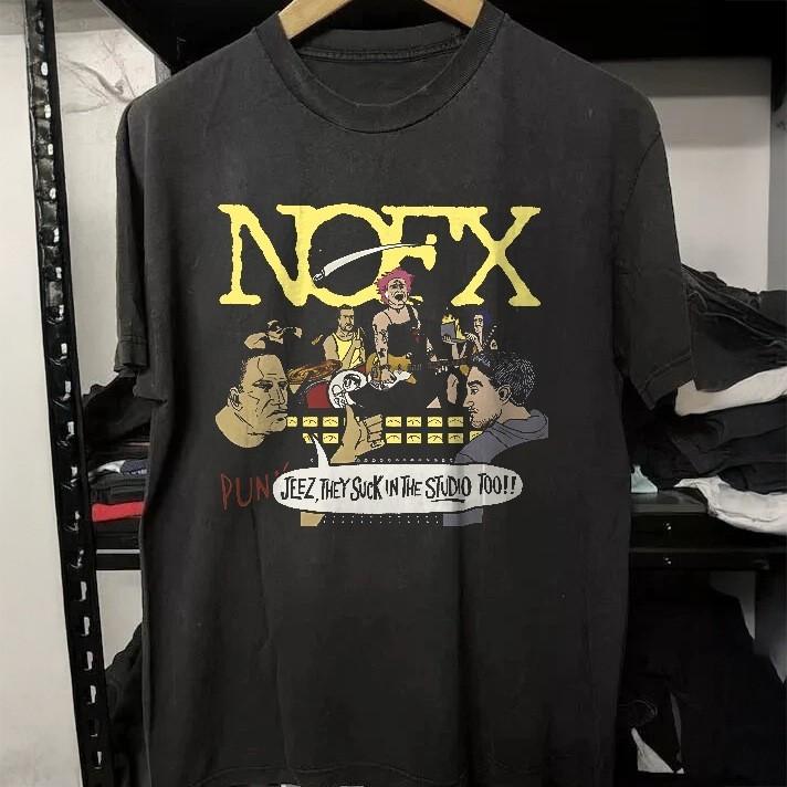 HOT! NOFX Punk Rock T-Shirt Classic 90s Skate Punk B Black Heavy Cotton T-Shirt M