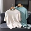 Nerz Kaschmir Strickpullover Herren T-Shirt Frühling Sommer Locker Rundhalsausschnitt Einfarbige Lässige Business Basis Pullover Kurzarm