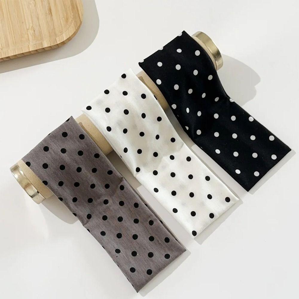 Retro Adjustable Polka Dot Headband Elastic Y2K Yoga Elastic Hair Band Anti Sweat Supporter Gear Sport Headscarf Photo Props