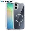 KEYSION Transparent Magnetic Phone Case for Samsung A07 5G A06 Silicone+PC HD Clear Shockproof Back Cover for Galaxy A06 A07 5G