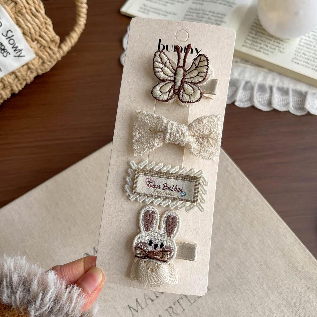 Kids' Soft Cartoon Rabbit Pearl Hair Clip Set - Non-damaging & Cute