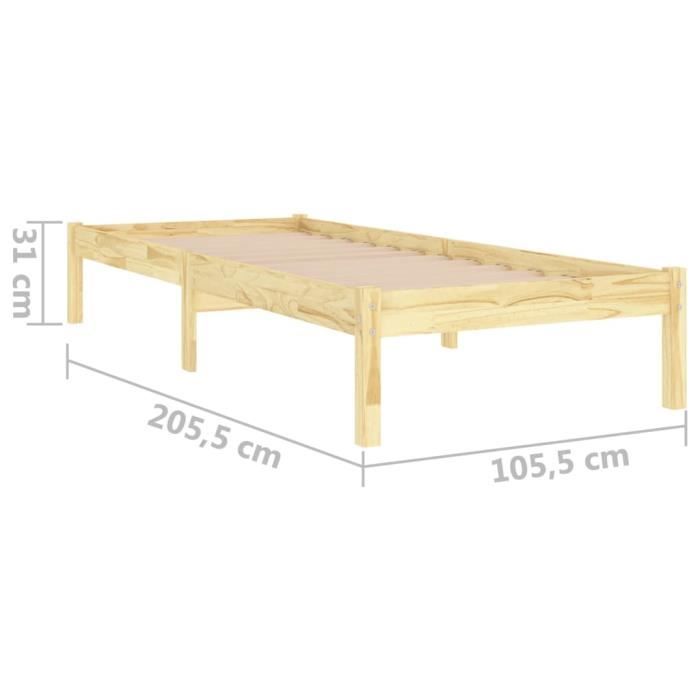 VidaXL Cadre de lit Bois de pin massif 100x200 cm