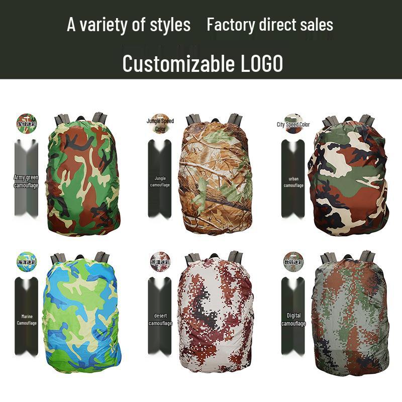Camouflage 80L Wasserdichter Digitaler Rucksack mit Regenhülle – Ideal für Wandern, Trekking, Radfahren und Schule.