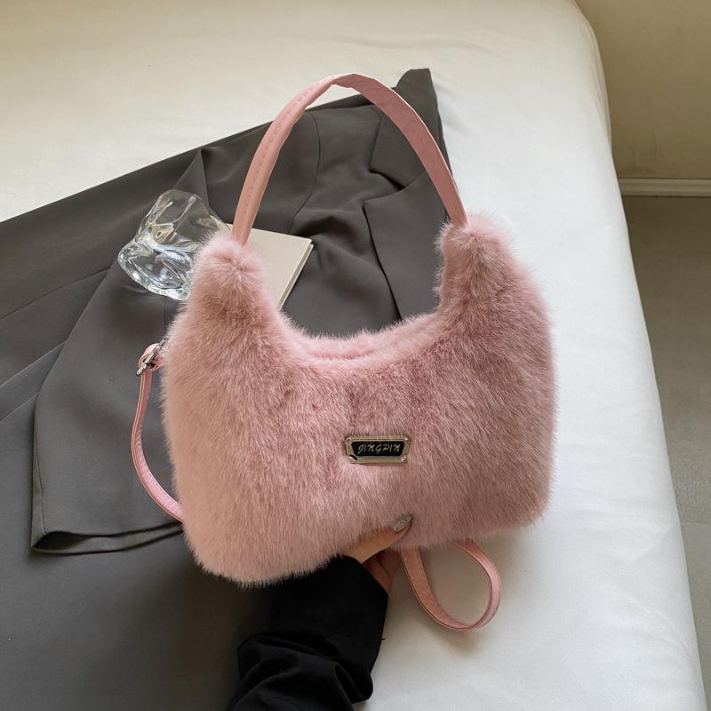 Plush Handbag Small Bag Women's 2025 Autumn New Fashion Niche High Value Foreign Style Shoulder Messenger Bag