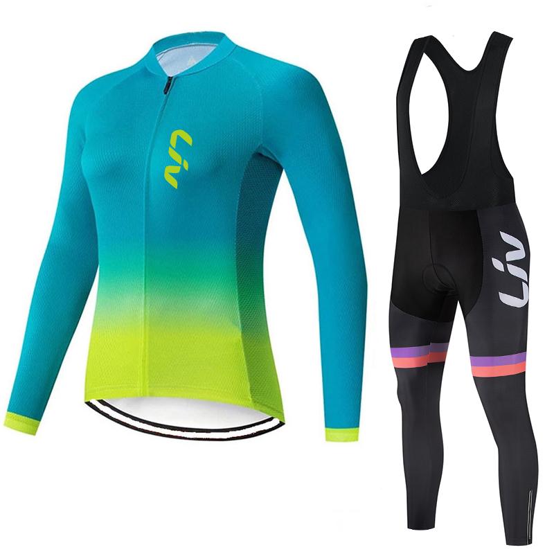 

2026 Long Sleeved Autumn Cycling Jacket Set Women s Road Bike Jersey Polyester Fiber Bike Bib Sponge Seat Cushion Bike Pants Breathable Bike Top XS