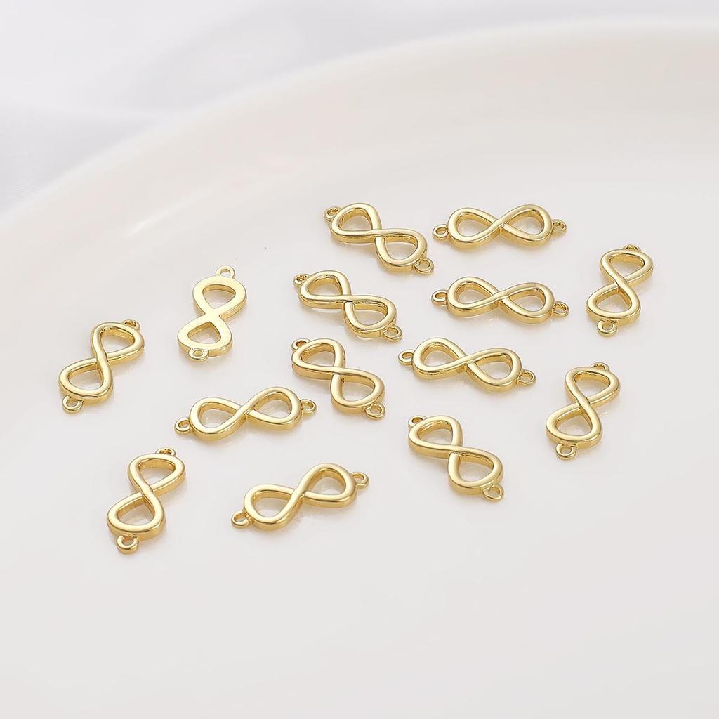 14 Karat vergoldeter Kupferanhänger mit doppelt hängender 8-förmiger Schnalle zur Herstellung von DIY-Schmuck