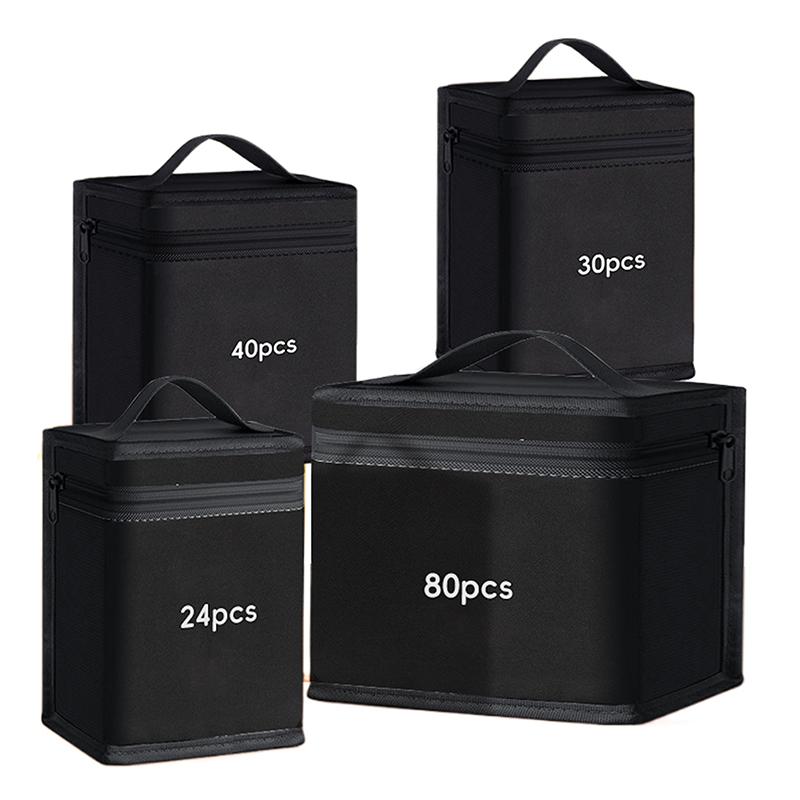 Markers Pen Black Storage Bag Massive Large Capacity Zipper Canvas Pencil Bag Watercolor Pen Stationery Bag Portable