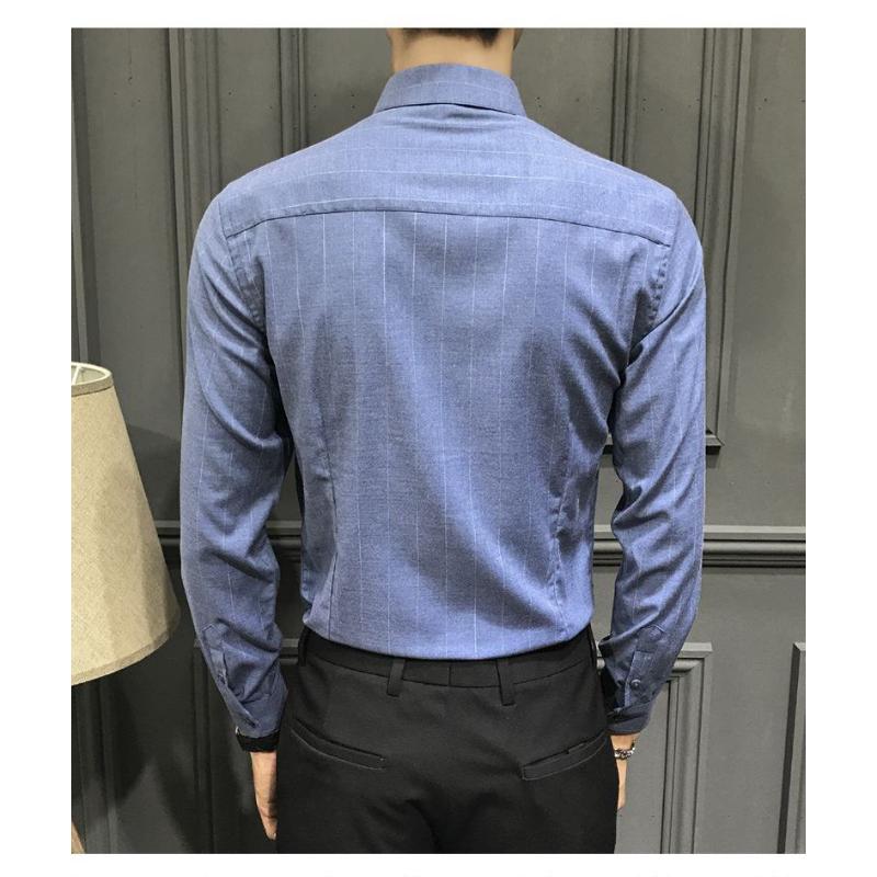 Premium Non-iron Long-sleeved Casual Shirt Spring Korean Style Men's Striped New Business Slim Fashion Handsome