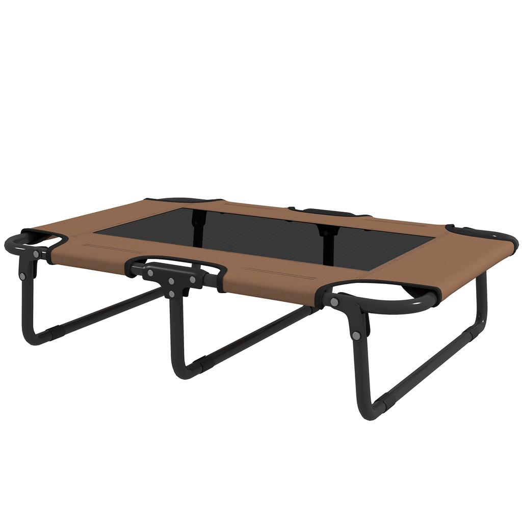 Elevated Dog Bed Foldable Pet Bed, Outdoor Dog Bed with Mesh Design, Coffee Oxford, 75 x 51 x 18 cm