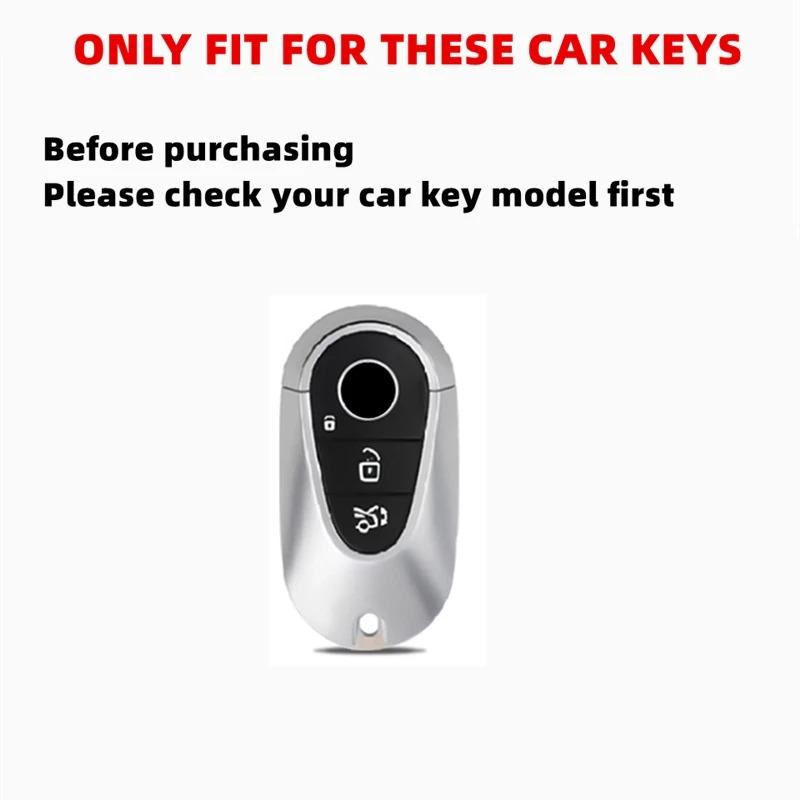 Metal Leather Car Remote Key Cover Case Holder Shell Chain for Mercedes Benz 2025 New C260L E300L S400L EQE GLC CLE C E S Class