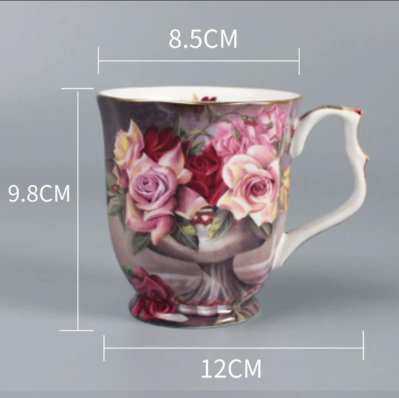 

Элегантные кофейные кружки из фарфора High Bone, чашки для чая с молоком в европейском стиле, кружки с золотым ободком, высококачественная фарфоровая кухонная посуда для напитков 260ml