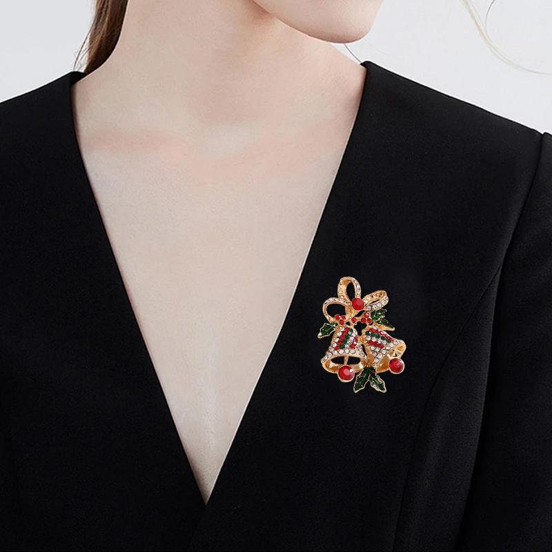 Weihnachtsbroschen Kranzdesign Schmuck Weihnachtsbaumdesign Kleidungspassend Exquisite Weihnachtsdekoration Glänzend 11 Stile