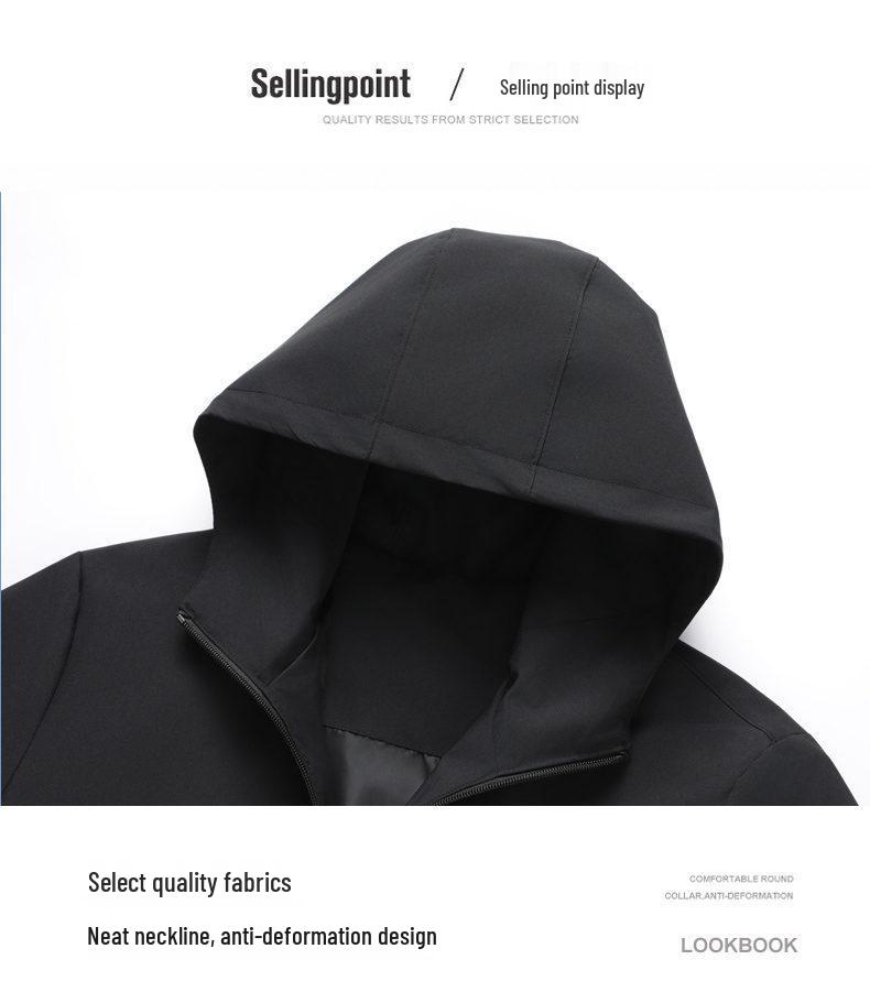 Men's Thin Hooded Cropped Jacket: Spring-Autumn 2026 Business Casual Outerwear