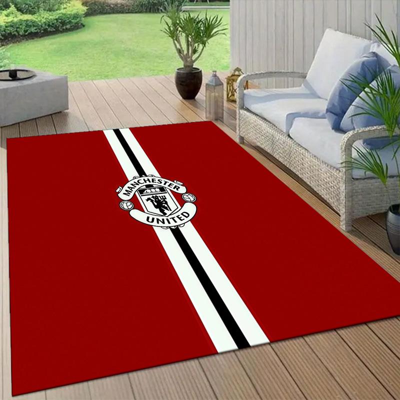 Manchester United2 Flannel Pattern Square Carpet,Area Rug,Carpet Rug for Living Room Bedroom Sofa Playroom Decor,Non-slip Floor Mat