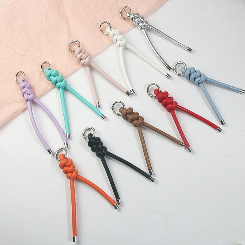 Handcrafted Triangular PU Leather Rope Keychain Lightweight Keyring Ornament Decors For Everyday Use or Travel