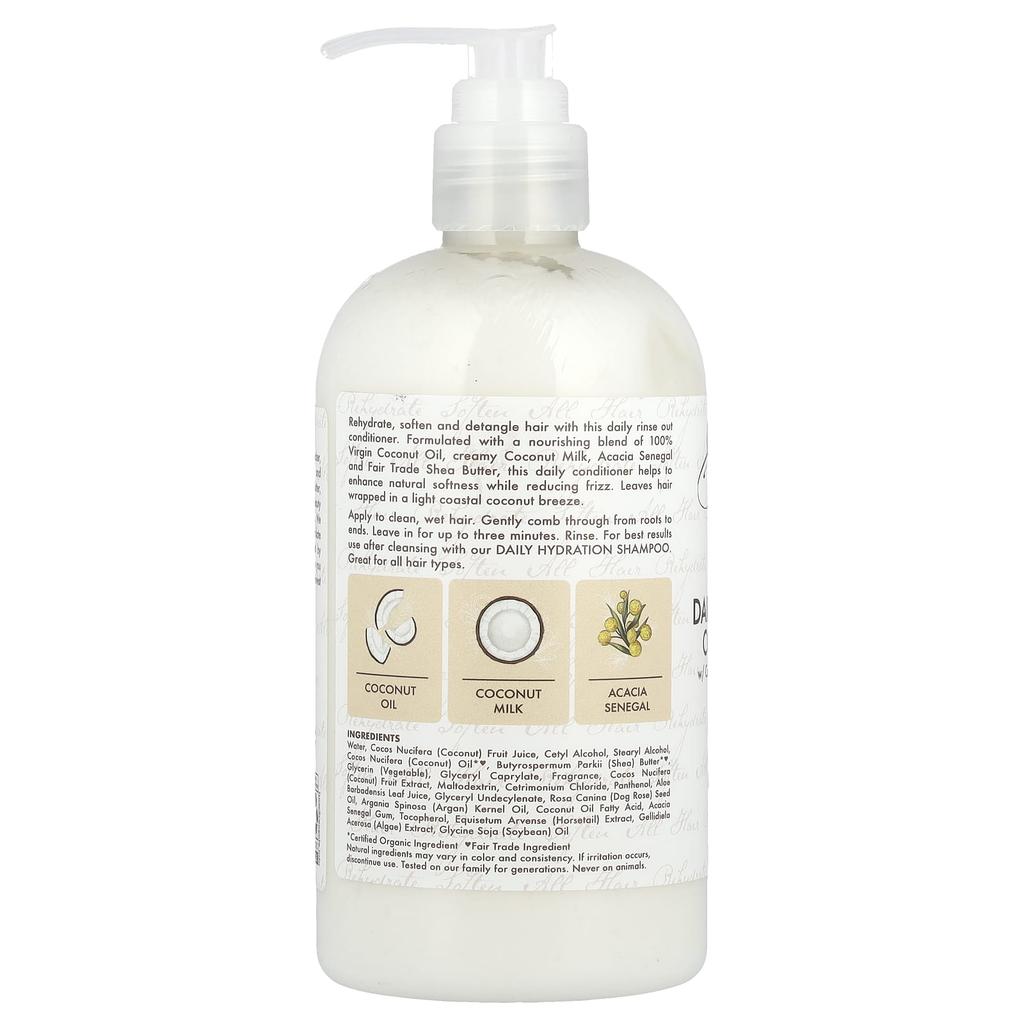 100% Virgin Coconut Oil, Daily Hydration Conditioner, All Hair Types, 384 Ml (13 Fl Oz)