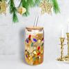 Color Changing Christmas Cup,Cute Color Changing Glass,Reusable Ice Coffee Travel Mug,18Oz Capacity With Lid And Straw
