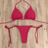 1Set Three-point Set European Style Tie Split Swimwear Solid Color Bikini Sexy Swimsuit