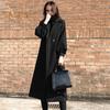 Women Winter Coat Formal Business Style Turn-down Collar Double Buttons Calf Length Overcoat OL Commuting Jacket Solid Color Thick Outerwear